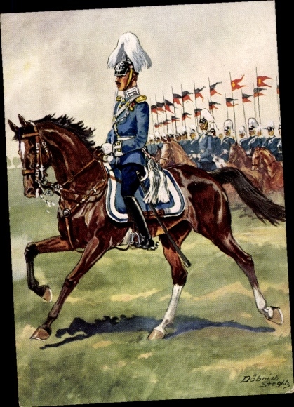 Artist Postcard Döbrich Steglitz, Dragoon Regiment Queen Olga No. 25, 1. Württembergisches