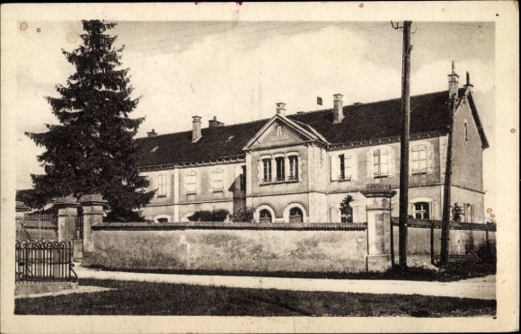 Postcard Taingy Yonne, school, tree, fence, architecture
