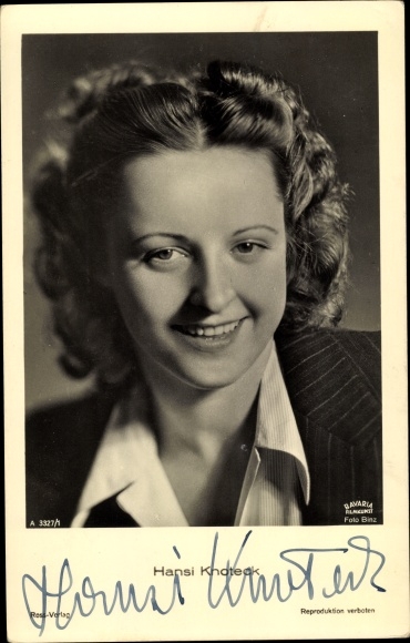 Ak Schauspielerin Hansi Knoteck, Portrait, Ross Verlag A 3327/1, Autogramm
