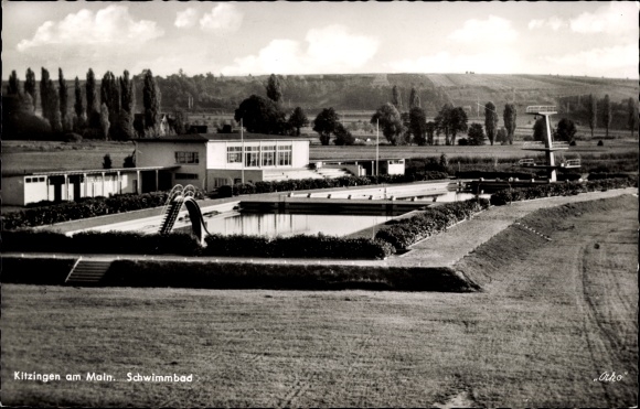 Postcard Kitzingen in Mainfranken Bavaria, swimming pool