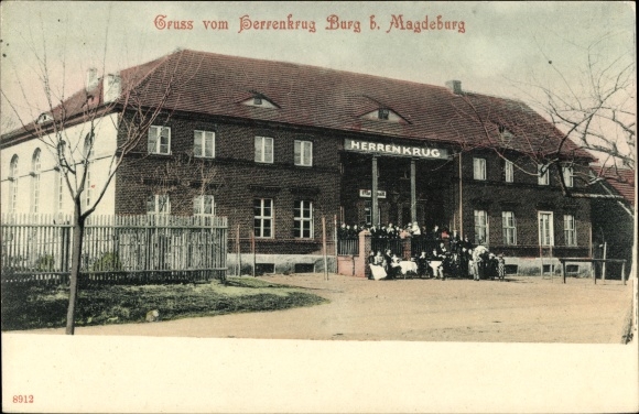 Postcard Burg bei Magdeburg, Inn Herrenkrug