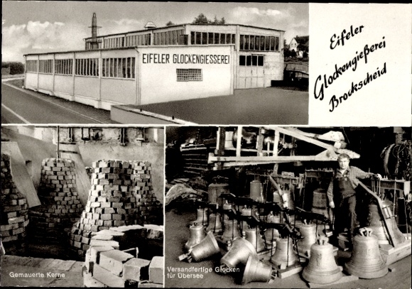 Postcard Brockscheid in the Eifel, Eifel bell foundry Johannes Mark, bell founder, bricked cores