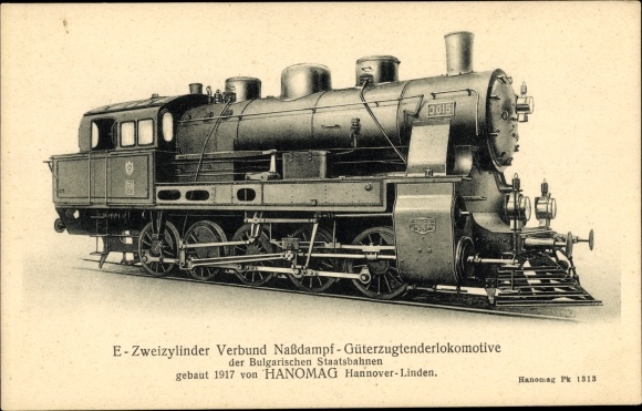 Ak Nassdampf Güterzug Tenderlokomotive 3015, Bulgarische Staatsbahnen, HANOMAG Hannover Linden