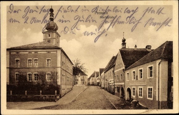 Ak Pressath Oberpfalz, Marktplatz, Gebäude, Turm