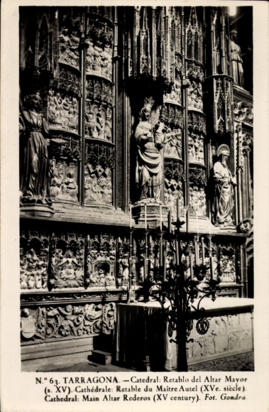 KP Tarragona Katalonia Hiszpania, Retablo del Altar Mayor, Katedra, Rzeźby, Fotografia autorstwa
