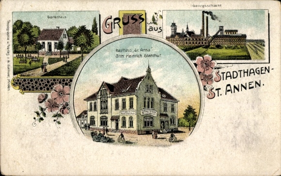 lito Stadthagen Dolna Saksonia, St. Annen, St. Anna Inn, właściciel Heinrich Stahlhut, Georgsschacht