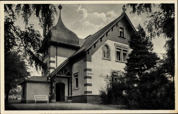 Postcard Coswig in Saxony, Heilstätte Lindenhof, multi-storey car park, Landesversicherungsanstalt Saxony