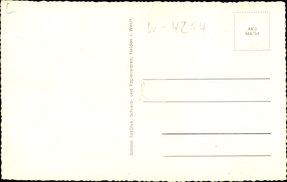 Postcard Heiden in Westfalen, restaurant H. Ebbing, church, memorial, village street