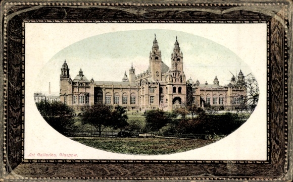 Postcard Glasgow Scotland, Art Galleries, Historic Building, Nature, Trees