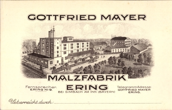 Litho Ering Simbach Bayern, Gottfried Mayer Malzfabrik Ering
