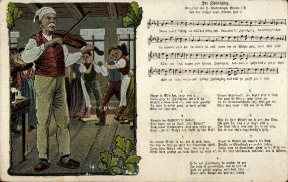 liedje Ak Mückenberger, Der Zipfelsgörg, Vogtlands volkslied, muzikant met viool, dansparen