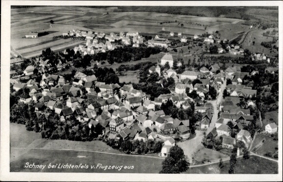 Postcard Schney Lichtenfels in the Obermainland Upper Franconia, aerial photograph
