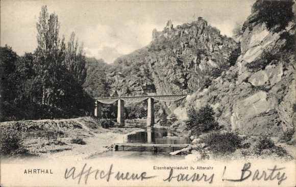 Postcard Altenahr in the Ahr Valley, railway viaduct