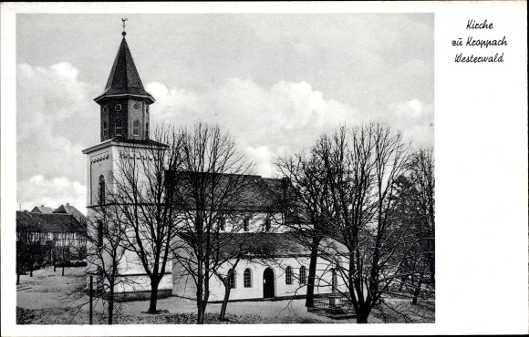 Postcard Kroppach in the Westerwald, church