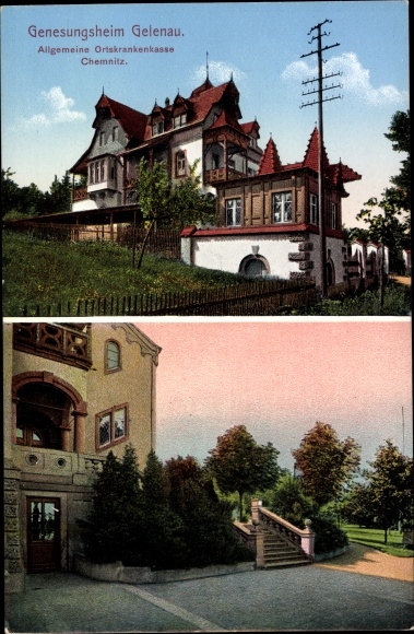 Postcard Gelenau in the Erzgebirge of Saxony, convalescent home, general local health insurance Chemnitz