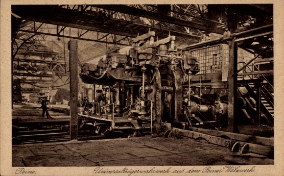 Postcard Peine in Lower Saxony, Peine rolling mill, universal beam rolling mill