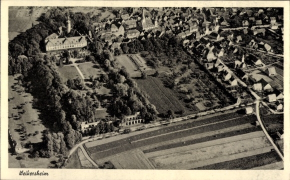 Postcard Weikersheim in Tauberfranken Württemberg, aerial photograph
