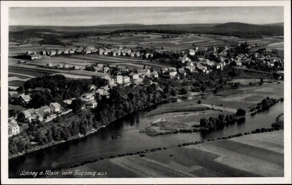 Postcard Schney Lichtenfels in the Obermainland Upper Franconia, aerial photograph