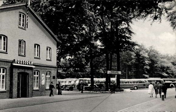 Postcard Voßloch Bokholt-Hanredde in Schleswig Holstein, Hotel and Social Club Grüner Wald