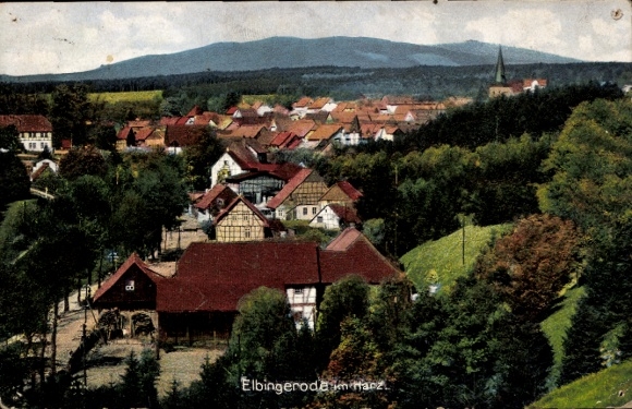 Postcard Elbingerode Oberharz am Brocken, general view, half-timbered houses