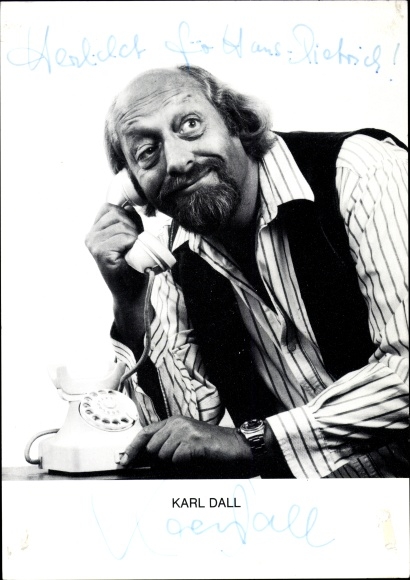 Postcard comedian Karl Dall, telephone, autograph