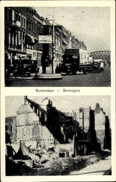 PC Rotterdam South Holland Netherlands, Boompjes, ruins, war damage WWII