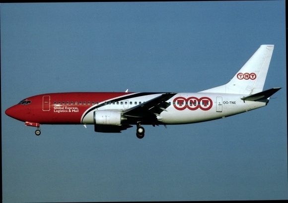 Postcard Belgian Cargo Plane, TNT, Boeing B737-3Q8