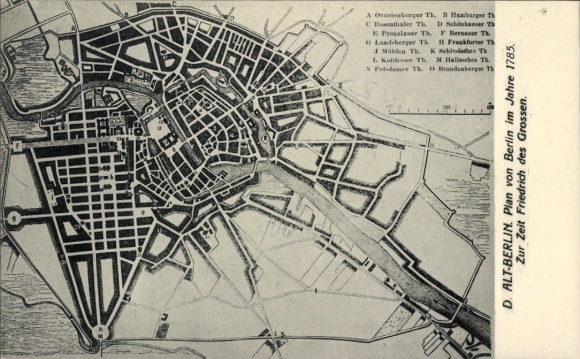 Plan miasta KP Berlin, miasto w 1785 r.