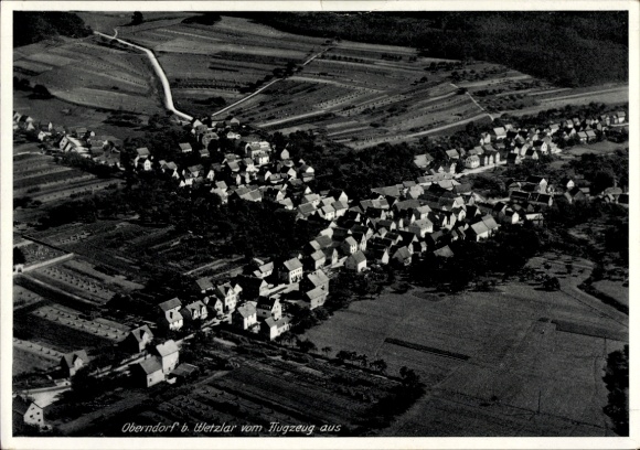 Postcard Oberndorf Solms Hessen, aerial photograph