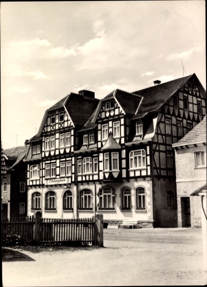 Postcard Steinbach Hallenberg in the Thuringian Forest, FDGB rest home progress, half-timbered house