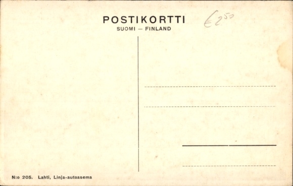 Postcard Lahti Finland, Line-autoasema