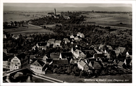 Postcard Westheim Rosengarten in Württemberg, aerial photograph