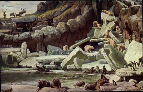 Artist Postcard de Bruycker, Hamburg Eimsbüttel Stellingen, Carl Hagenbeck&#39;s Zoo, Nordland Panorama