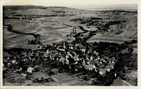 Postcard Schwabbach Öhringen in Hohenlohekreis, aerial photograph