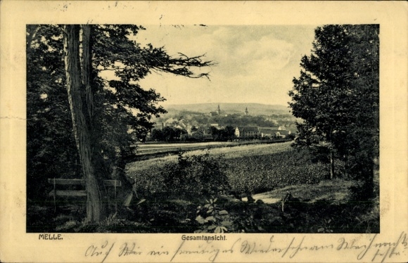 Ak Melle in Niedersachsen, Gesamtansicht von  Landschaft, Bäume, Stadtansicht