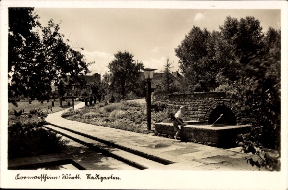 Postcard Kornwestheim, City Garden