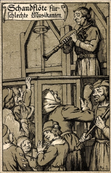 Artist Postcard Jodolfi, shameful flute for bad musicians