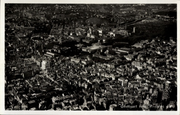 Postcard Stuttgart am Neckar, aerial photograph