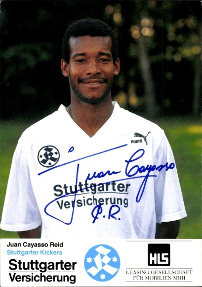 Autograph card footballer Juan Cayasso Reid, SV Stuttgarter Kickers, autograph