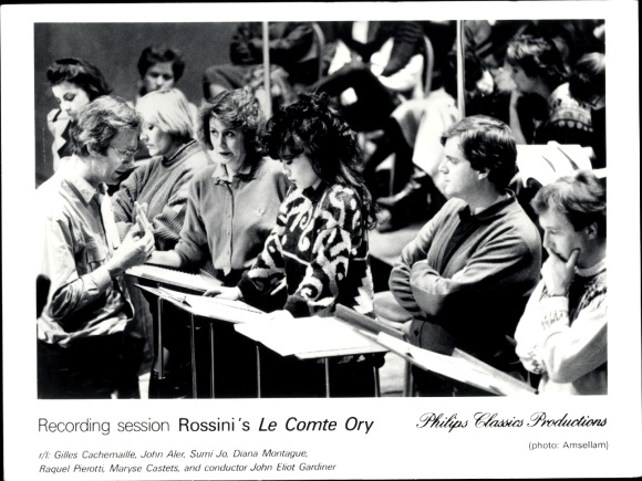 Ak Opernsänger, diverse Sänger, Dirigent, Rossini's Le Comte Ory