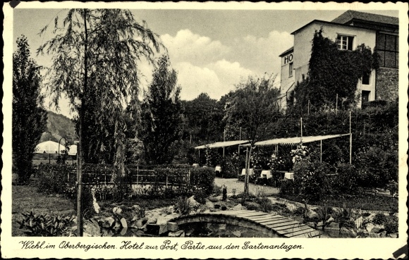Postcard Wiehl in the Oberberg district, Hotel zur Post, gardens