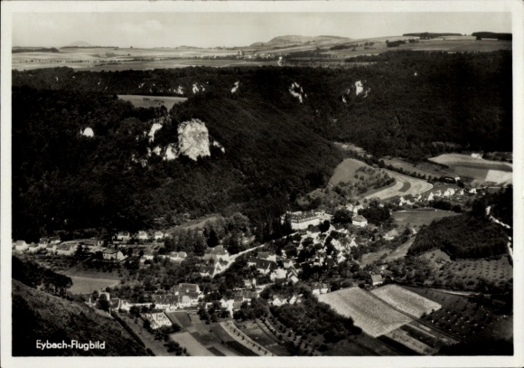 Postcard Eybach Geislingen an der Steige, aerial photograph of landscape, Eybach aerial photograph