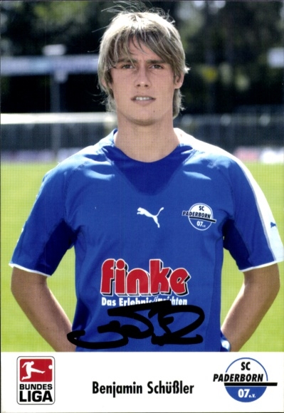 Autograph card footballer Benjamin Schüßler, SC Paderborn 07, autograph