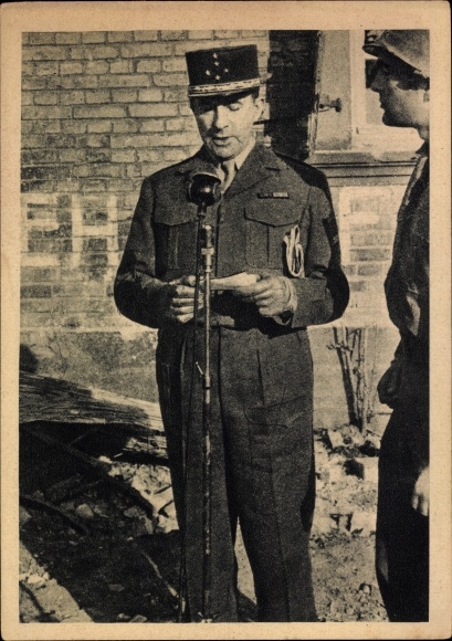 Postcard Scheibenhardt in der Pfalz, 24 Mars 1945, liberation, premier message from General de Lattre
