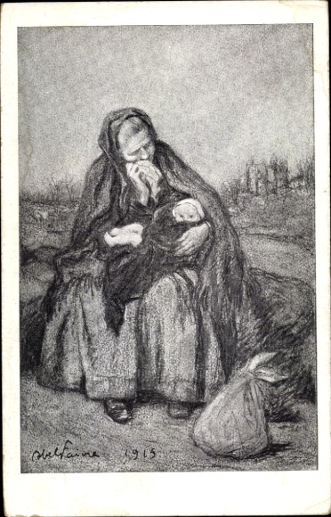 Artist PC Crying woman with child 1915