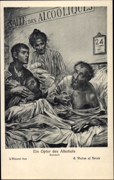 Artist Postcard Burnand, A victim of alcohol