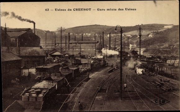 Postcard Le Creusot Saône et Loire, Tailor Factories, Mixed Factory Station