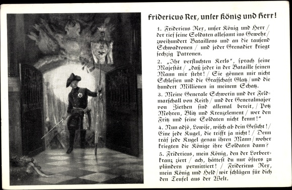 Artist PC Schöbel, Fridericus Rex, our king and lord!, poem