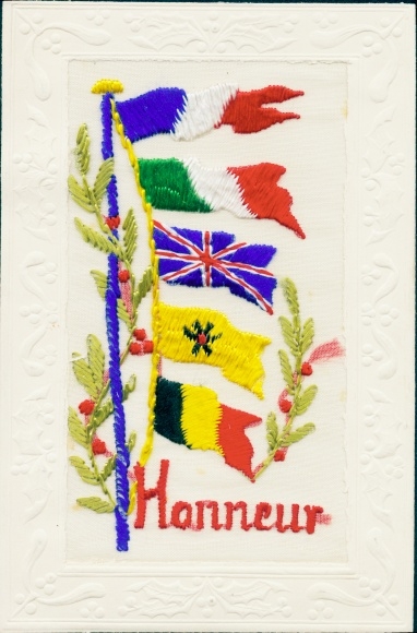 Embossed fabric PC France with allies, Honeur, Belgium, Great Britain, Italy