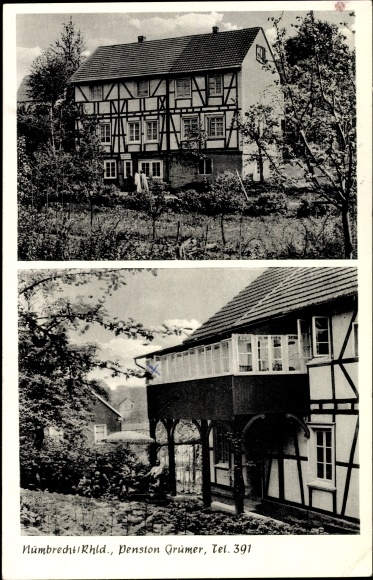 Postcard Nümbrecht in the Oberberg district, Pension Grümer